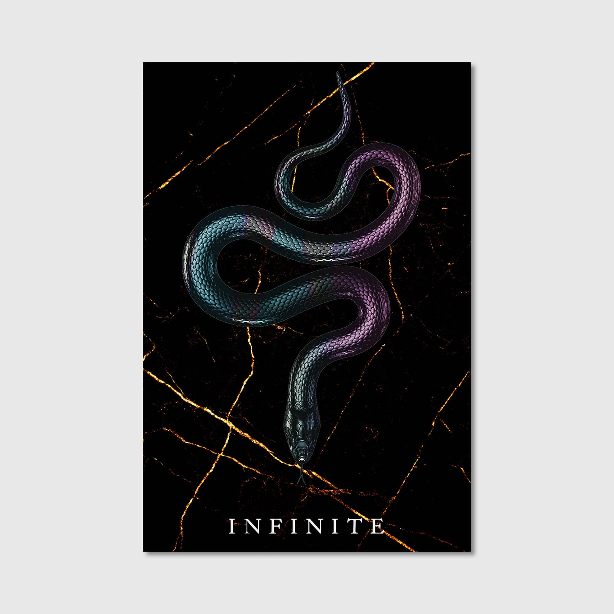 INFINITE - Luxuriöse Schlange - Marmor Schwarz Gold Edition - Wandbild INFINITE - Luxuriöse Schlange - Marmor Schwarz Gold Edition - Wandbild